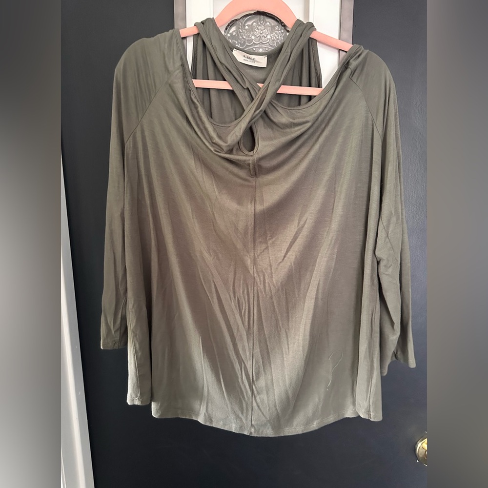 Elegant Olive Women's Blouse with Back Detail